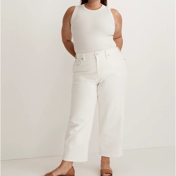Madewell The Plus Perfect Vintage Wide-Leg Crop Jean in Tile White Size 14W NWT - Picture 1 of 11